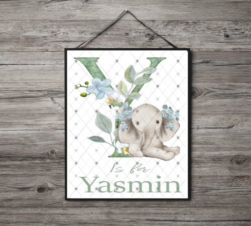 Animal Initial Name Print, Letter Y Custom Print, Letter Y